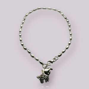 Silver Elephant charm Bracelet size 6.25"